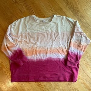 ATHLETA Pullover Sweatshirt Studio to Street in Pink Dye Ombré, Women’s Plus 1X